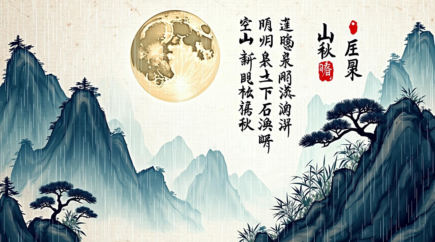 山居秋暝诗意画面样张